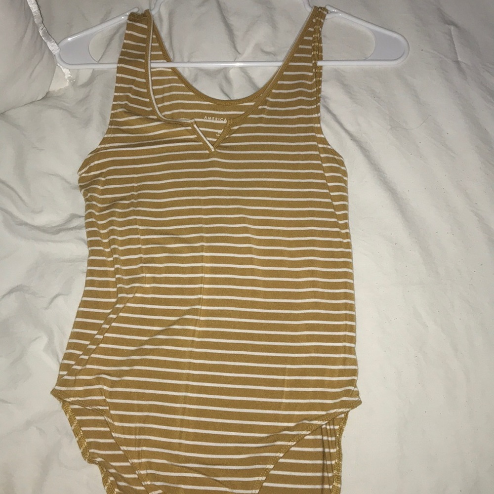 Yellow Striped Body Suit from AE